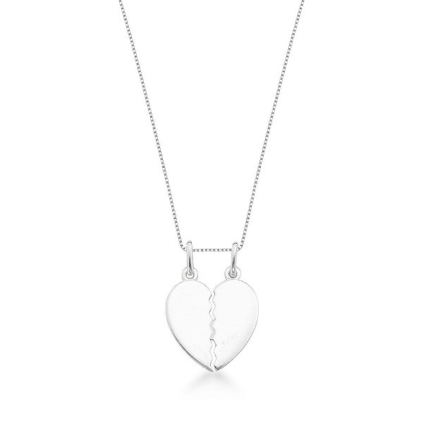 Colar Coração Cara Metade Best Friends Prata 925