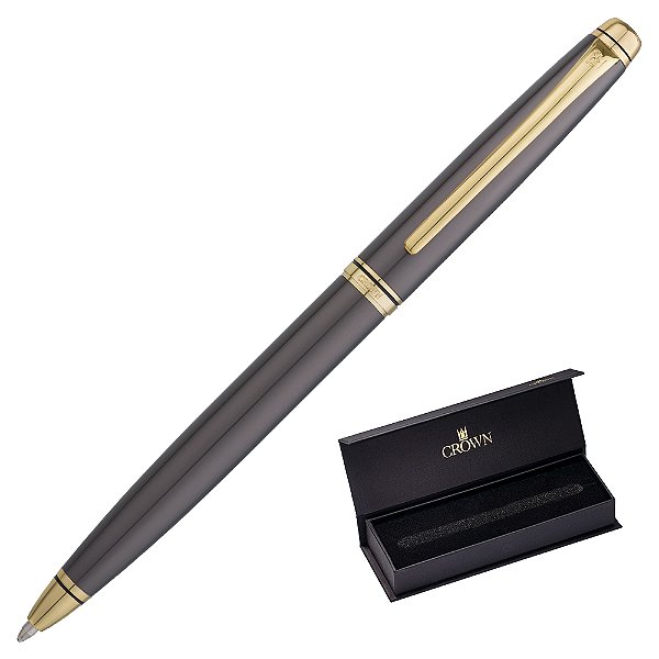 Caneta Crown Metal Orient Esferográfica Fumê