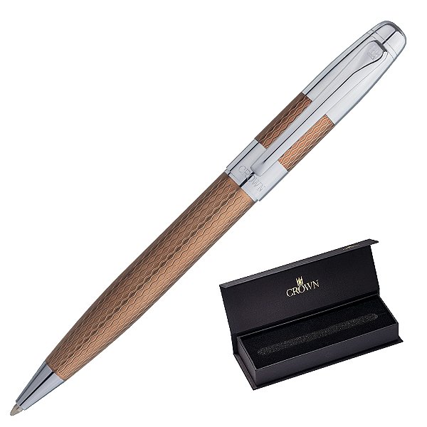 Caneta Crown Metal Polaris Esferográfica Marrom