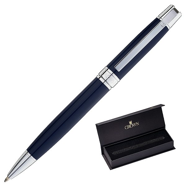 Caneta Crown Metal Master Chrome Esferográfica Azul