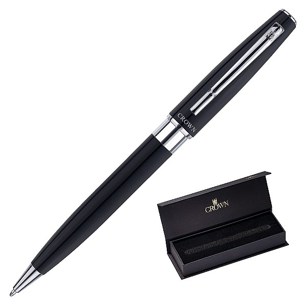 Caneta Crown Metal Barcelona Esferográfica Preta