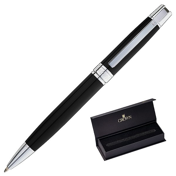 Caneta Crown Metal Master Chrome Esferográfica Preta