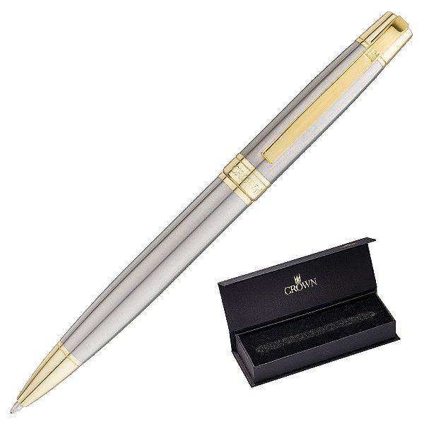 Caneta Crown Metal Master Gold Esferográfica Prata