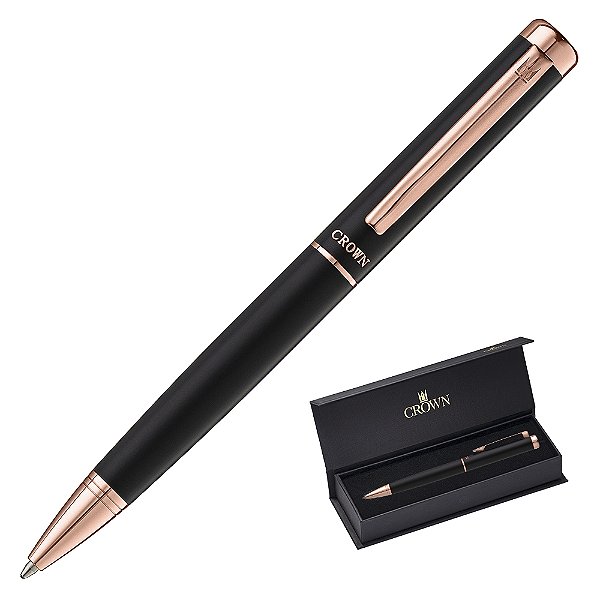 Caneta Crown Ametista Esferográfica Preta