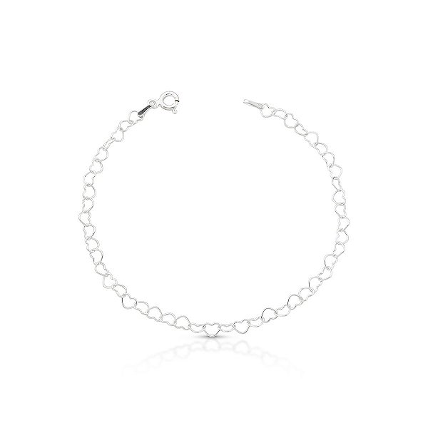 Pulseira Elo Coração 3mm Prata 925