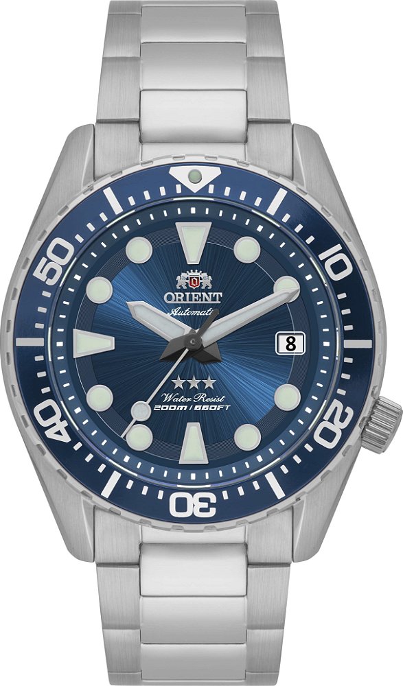 Relogio Orient Masculino Automatico Sport Sea Aco Fundo Azul YN6SS011 D1SX Safira