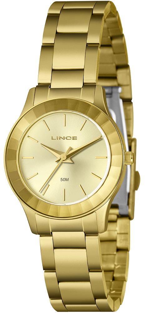 Relógio Lince Feminino Analógico Dourado Clássico Fundo Champanhe LRG4775L32 C1KX