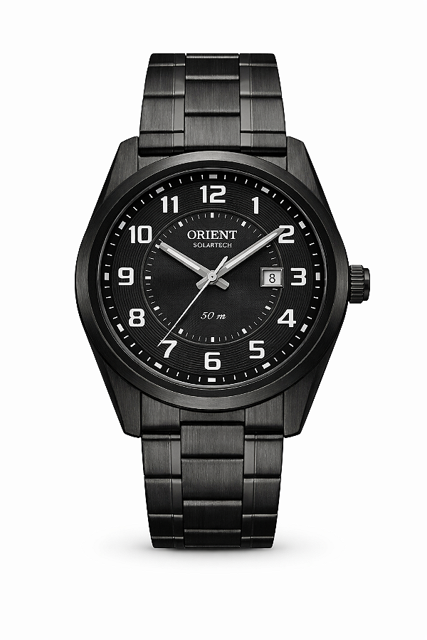 Relógio Orient Masculino SolarTech Preto All Black Aço MPSS1052 G2PX Original