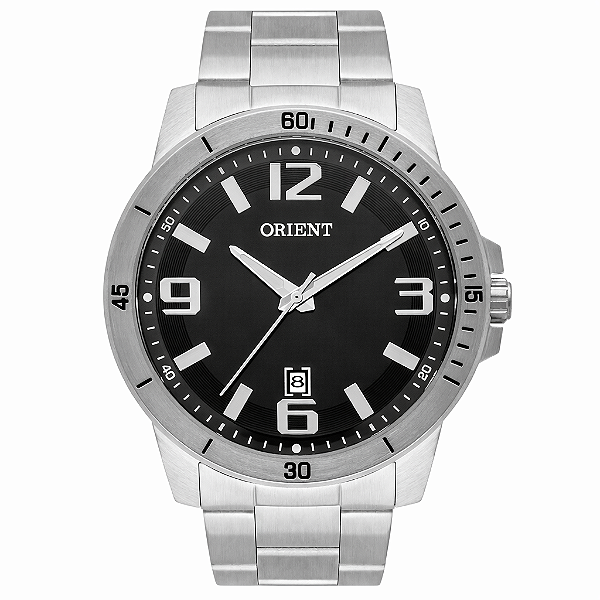 Relógio Orient Masculino Prata Fundo Preto Clássico Aço Inoxidável MBSS1419 P2SX Original