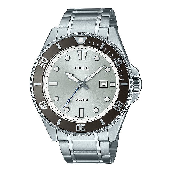 Relógio Casio Duro Masculino Analógico Aço Inox Prata 200m MDV-107D-7AVDF