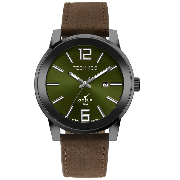 Relógio Technos Masculino Analógico Classic Golf Aço Gunmetal Mostrador Verde 2115UDJ/0V