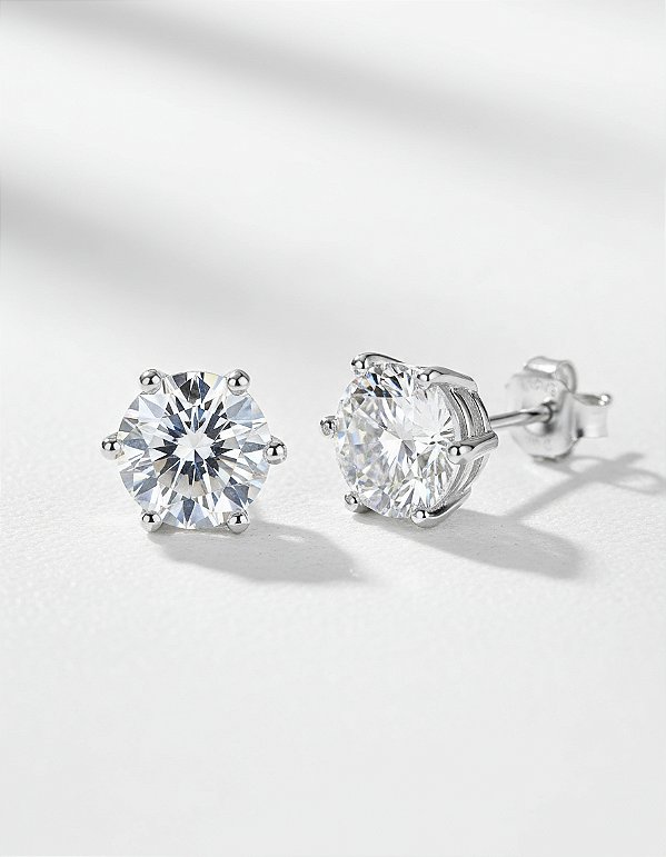 Brinco 8mm Moissanite de Prata 925 com Ródio