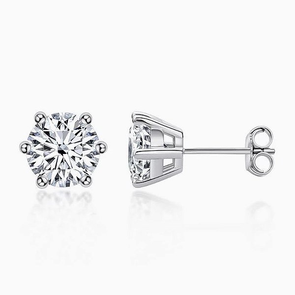 Brinco 8mm Moissanite de Prata 925 com Ródio