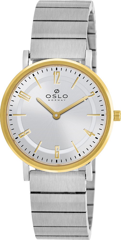 Relógio Oslo Feminino Analógico Slim Aço Bicolor Prata Dourado Vidro de Safira OFTSSS9T0077 S2SX