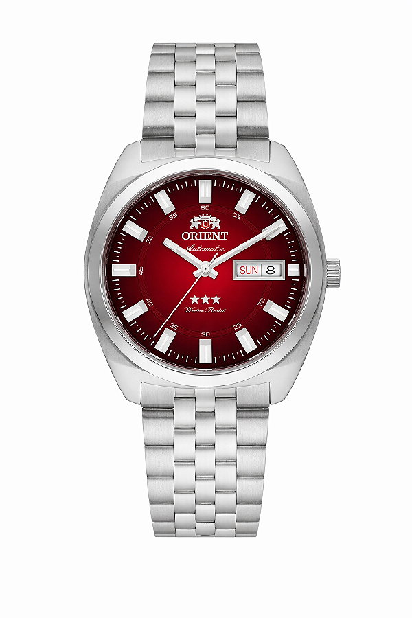 Relógio Orient Masculino Automático Heritage 3 Estrelas Safira Vinho YN6SS005 W1SX Original
