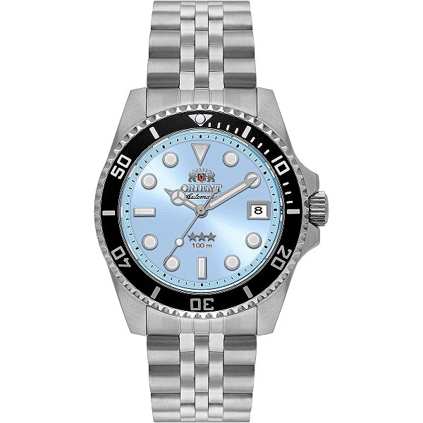 Relógio Orient Masculino Automático Submariner Safira Azul Celeste YN6SS023 A1SX Original