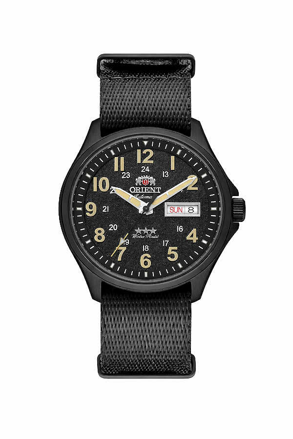 Relógio Orient Masculino Automático Sport Land Safira Militar Preto YN6PN007 P2PX Original