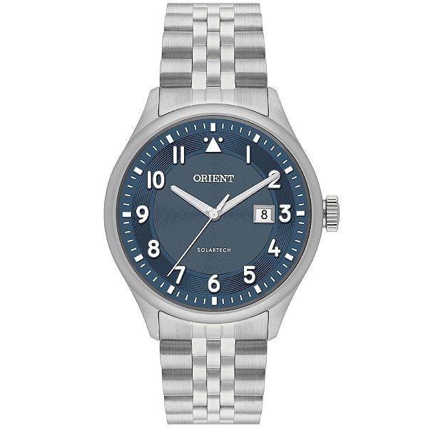 Relógio Orient Masculino Analógico Aço Prata Mostrador Azul Pulseira Jubilee MBSS1518D2SX