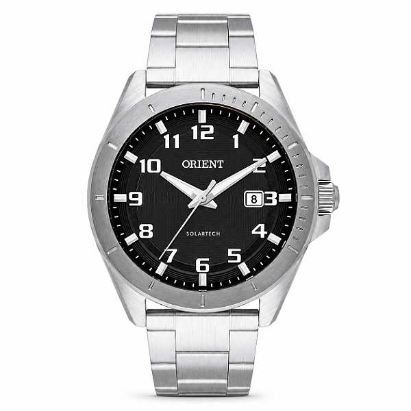 Relógio Orient Masculino Analógico Clássico Aço Prata Mostrador Preto 42mm MBSS1507P2SX