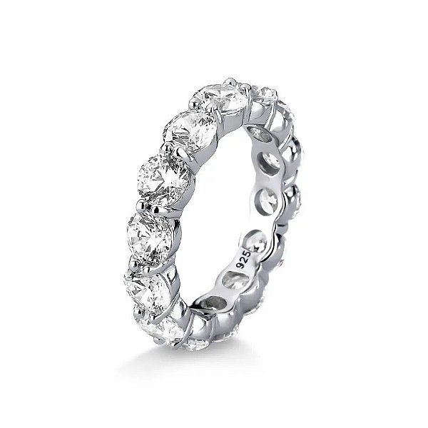 Anel Aparador 4mm Inteiro Moissanite Prata 925