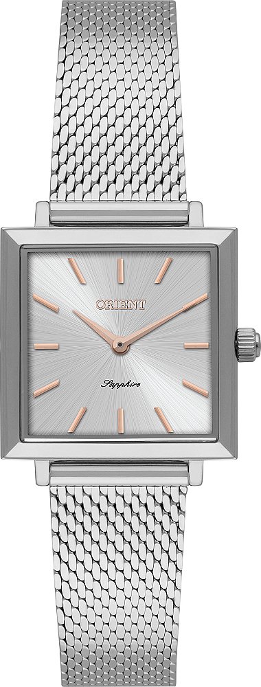 Relogio Orient Eternal Feminino Aco Mesh Prata Fundo Verde Claro LBSS0091 F1SX