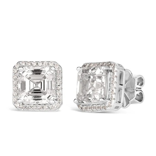 Brinco Quadrado Cravejado 5x5mm Moissanite Prata 925