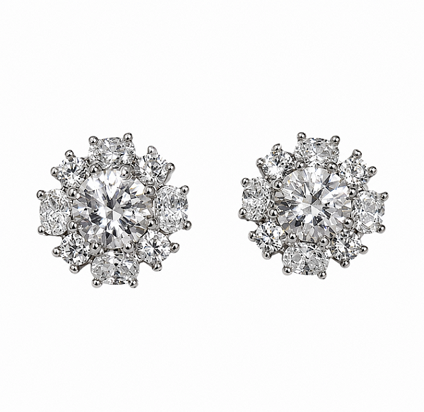 Brinco Flor 5,0mm Moissanite Prata 925