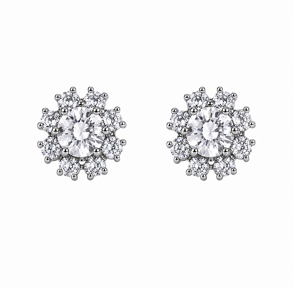 Brinco Flor 5,0mm Moissanite Prata 925 com Ródio