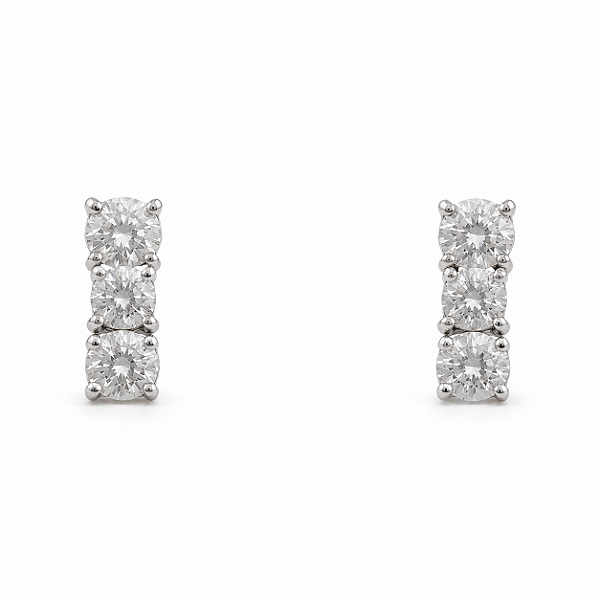 Brinco Palitinho Moissanite 3x4 Prata 925 com Ródio