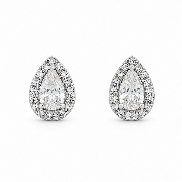 Brinco Gotinha 3x5mm Cravejada Moissanite Prata 925 com Ródio