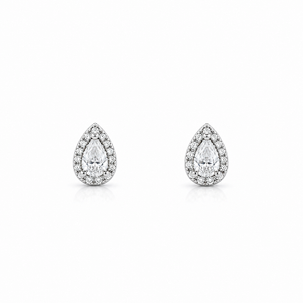 Brinco Gotinha 3x5mm Cravejada Moissanite Prata 925 com Ródio