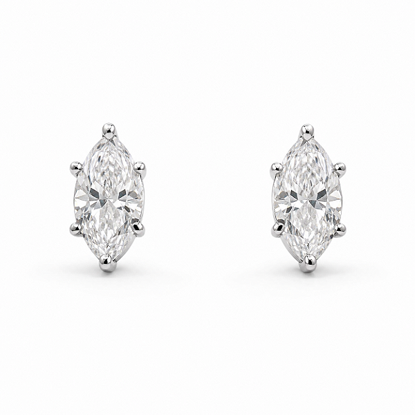 Brinco Navete Moissanite 5x10mm Prata 925 com Ródio
