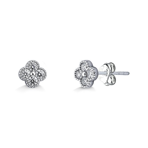 Brinco  Trevo Moissanite 3,2mm Prata 925 com Ródio