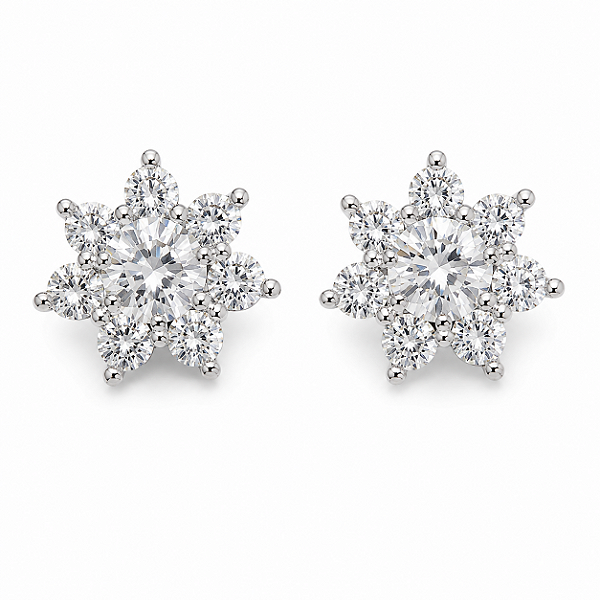 Brinco Flor Moissanite 4,0mm Prata 925 com Ródio
