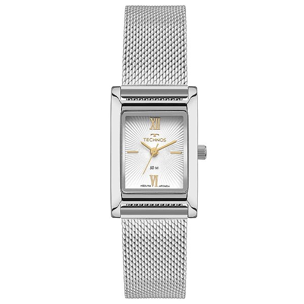 Relógio Technos Feminino Analógico Retangular Mini Aço Prata 20mm 2035NEQ/1K