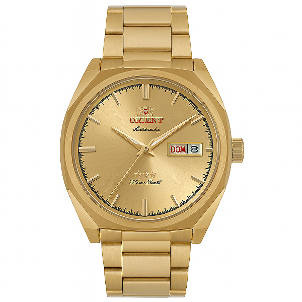 Relógio Orient NH3GG008C1KX Masculino Automático 3 Estrelas Dourado com Calendário Duplo 50M