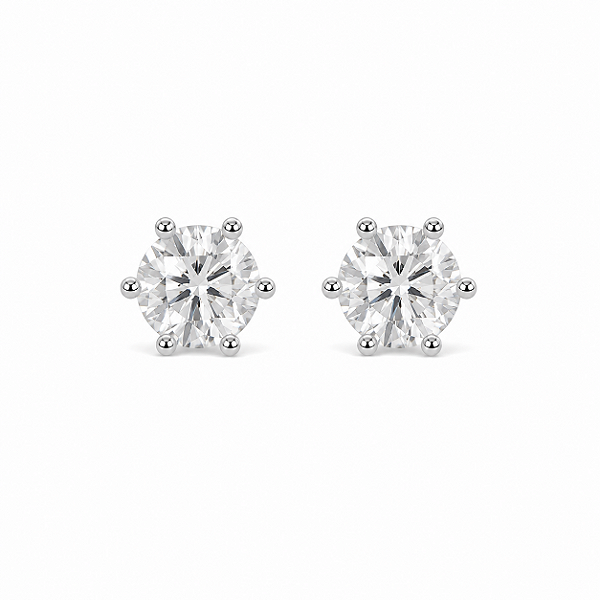 Brinco Ponto de Luz 5mm Moissanite Prata 925 com Ródio.