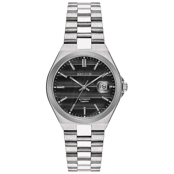 Relógio Seculus Masculino Automático Black Miyota Safira Bracelete Integrado 40mm 77313G0SVNA1
