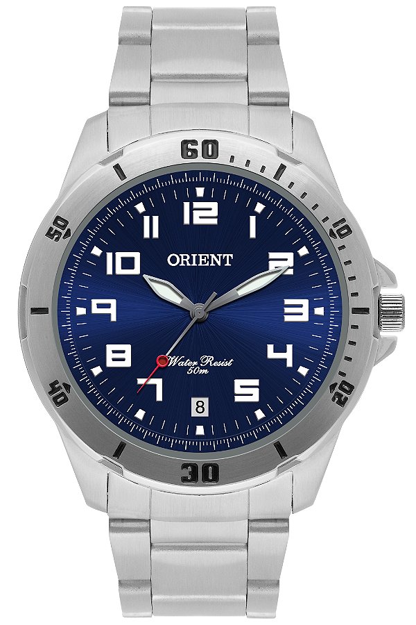 Relógio Orient Masculino Prata Azul 43mm MBSS1155A