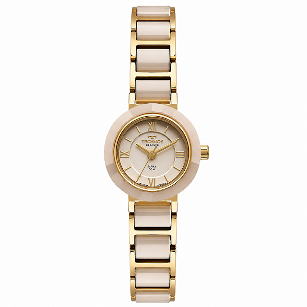 Relógio Technos 2035LWF/1X Feminino Cerâmica Nude 23mm Safira