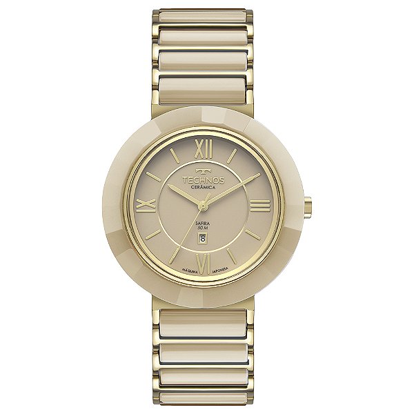 Relógio Technos Feminino 2015BV/1X Cerâmica Nude Safira 40mm