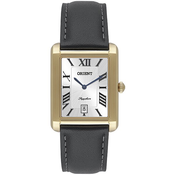 Relógio Orient GGSC1002 B3PX Retangular Dourado Safira Couro Preto