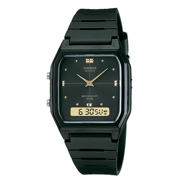 Relógio Casio AW-48HE-1AVDF Ana-Digi Preto Vintage