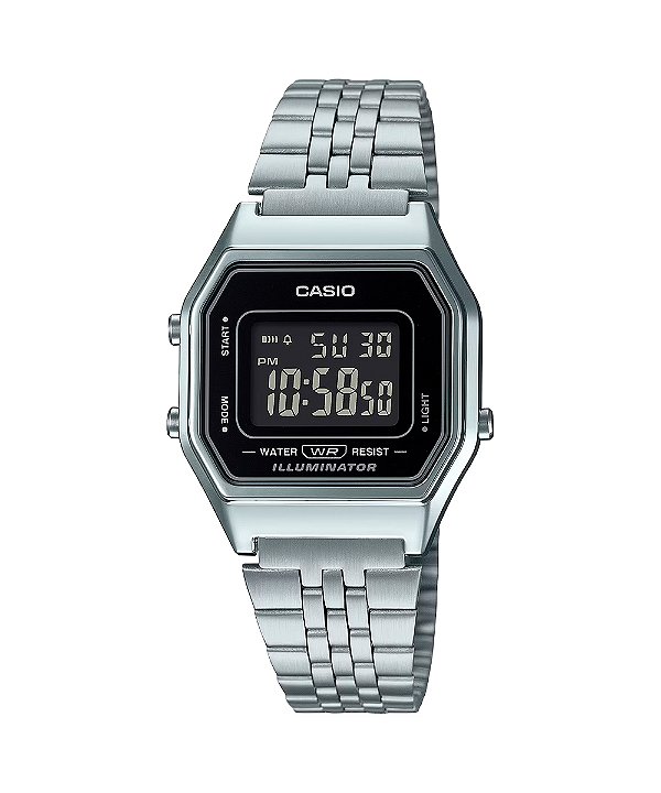 Relógio Casio LA680WA-1BDF Feminino Prata Preto Digital