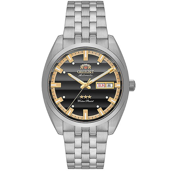 Relógio Orient Masculino Heritage Automático Safira 38,5mm Aço Preto YN6SS019 G1SX