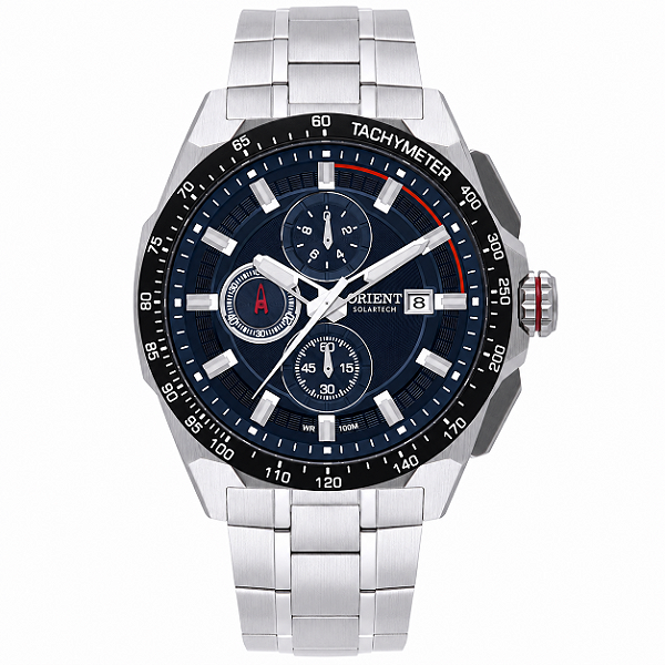 Relógio Orient Masculino Cronógrafo Aço Inoxidável Fundo Azul MBSSC296 D1SX