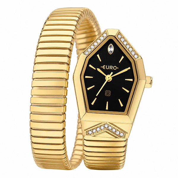 Relogio Euro EU2035ZAM5P Dourado Snake Preto 23mm