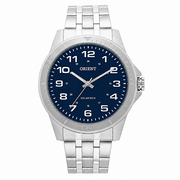 Relogio Orient Masculino Solartech Aco Prata Numeros Completos 40mm MBSS0020D2SX