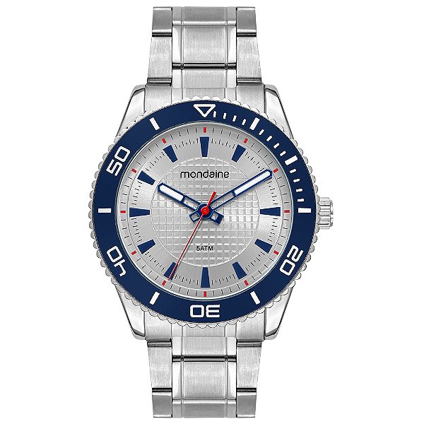 Relógio Mondaine Masculino Esportivo Aço Prata Bisel Rotativo 42mm 33026G0MVNE3