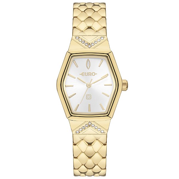 Relógio Euro Feminino Dourado Caixa Hexagonal Geométrico 26mm EU2035ZAD4K